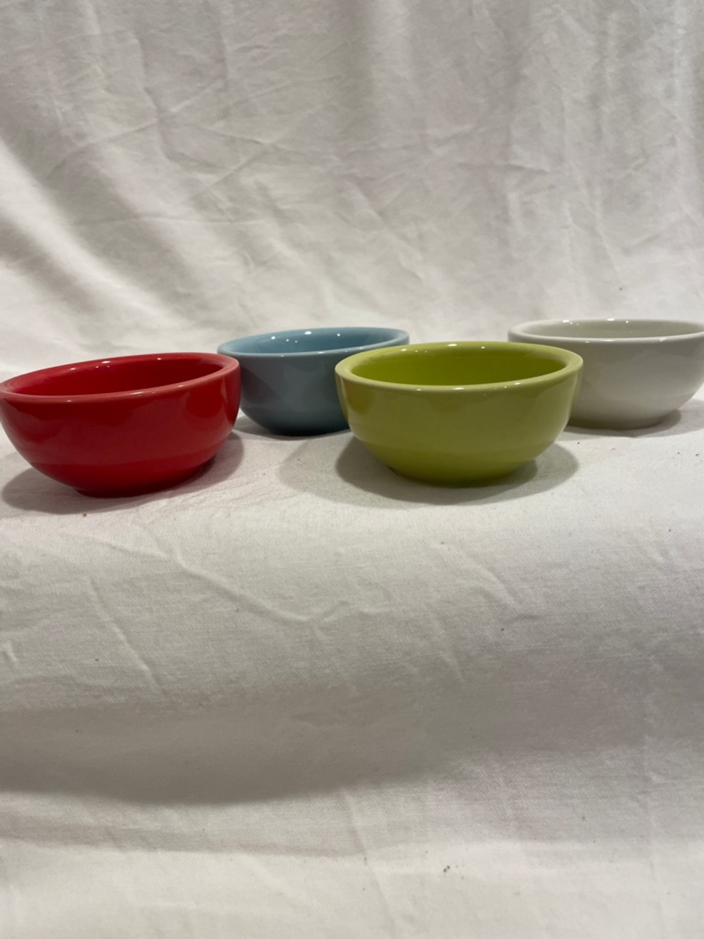 Colorful Ceramic Prep Bowls - Red, Blue, Lime, White
